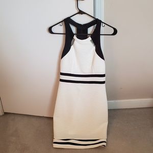 White and black fitted dress